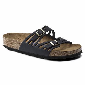 Birkenstock Granada Soft Footbed Nubuck Læder Sandaler Dame Sort | DK 347RVD